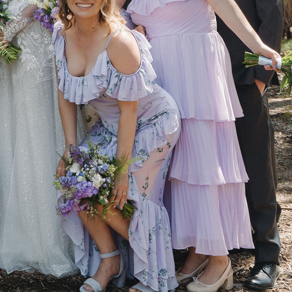 Cinq à Sept Lavender Floral Maxi Dress